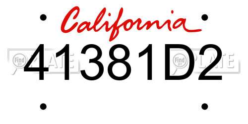 41381D2 California License Plate