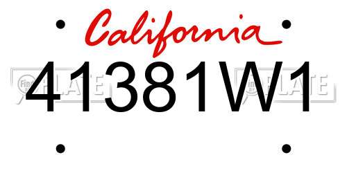 41381W1 California License Plate