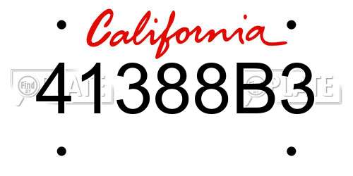 41388B3 California License Plate