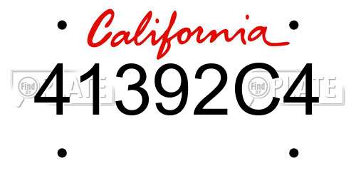 41392C4 California License Plate