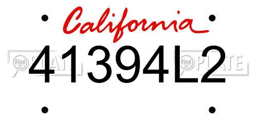 41394L2 California License Plate