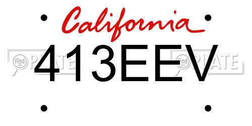 413EEV California License Plate