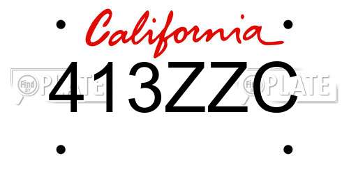 413ZZC California License Plate