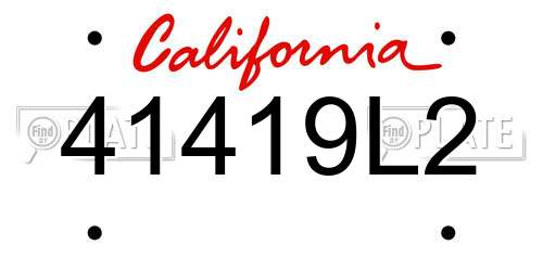 41419L2 California License Plate