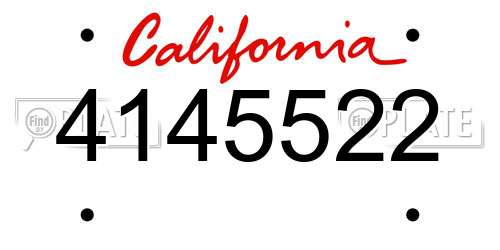 4145522 California License Plate