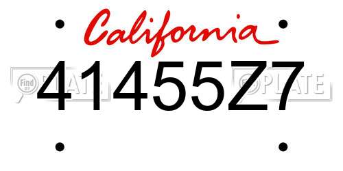 41455Z7 California License Plate