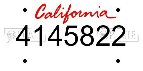 4145822 California License Plate