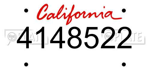 4148522 California License Plate