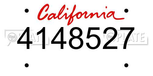 4148527 California License Plate