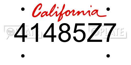 41485Z7 California License Plate
