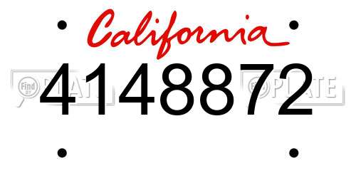 4148872 California License Plate