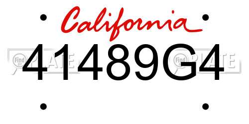 41489G4 California License Plate