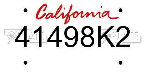 41498K2 California License Plate