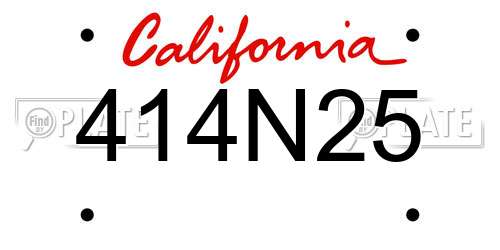 414N25 California License Plate