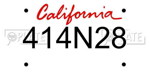 414N28 California License Plate