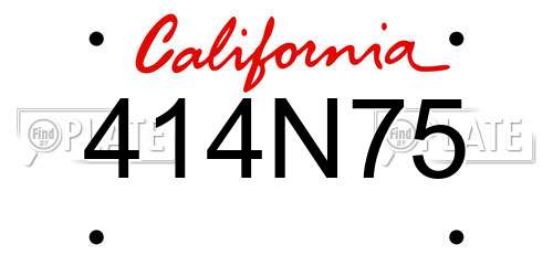 414N75 California License Plate