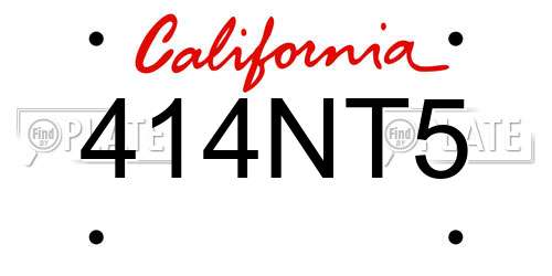 414NT5 California License Plate
