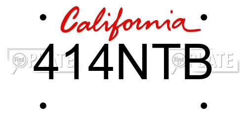 414NTB California License Plate