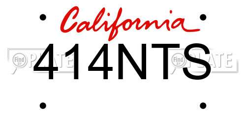 414NTS California License Plate