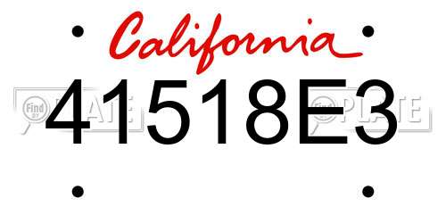41518E3 California License Plate
