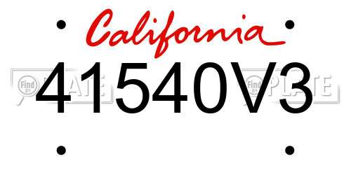 41540V3 California License Plate