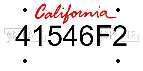 41546F2 California License Plate