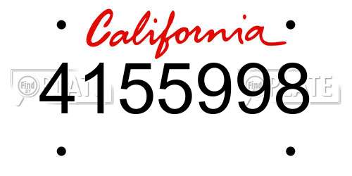 4155998 California License Plate