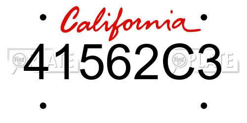41562C3 California License Plate