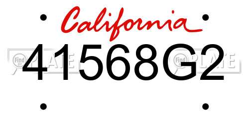 41568G2 California License Plate