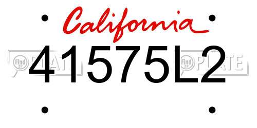 41575L2 California License Plate
