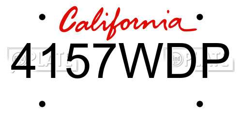 4157WDP California License Plate