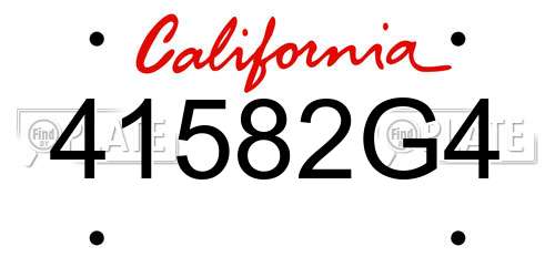 41582G4 California License Plate