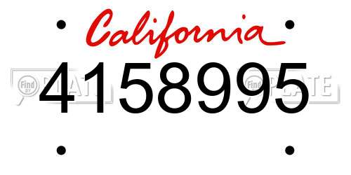 4158995 California License Plate
