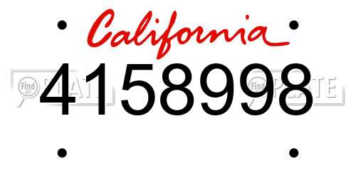 4158998 California License Plate