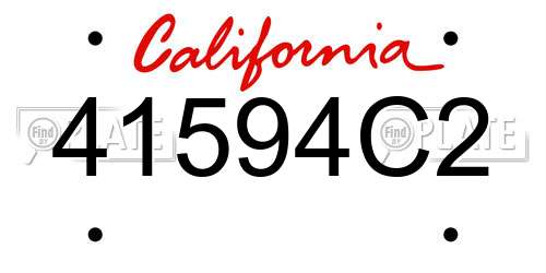 41594C2 California License Plate