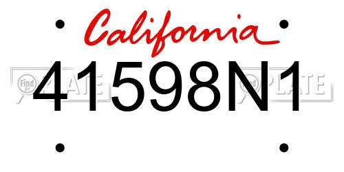 41598N1 California License Plate