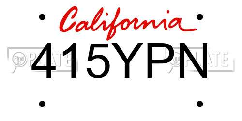 415YPN California License Plate