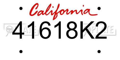 41618K2 California License Plate