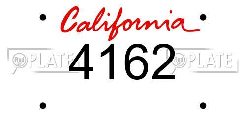 4162 California License Plate