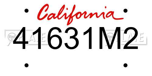 41631M2 California License Plate