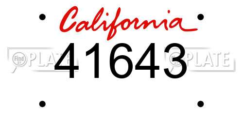 41643 California License Plate