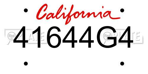 41644G4 California License Plate