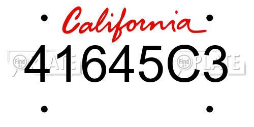 41645C3 California License Plate