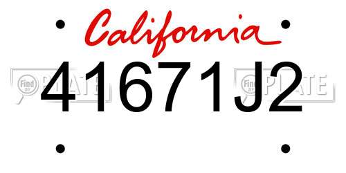 41671J2 California License Plate