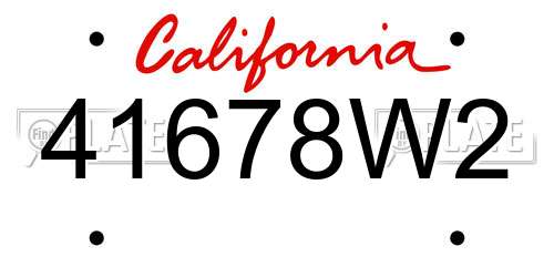 41678W2 California License Plate
