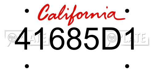 41685D1 California License Plate