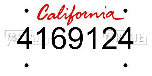 4169124 California License Plate