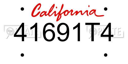 41691T4 California License Plate