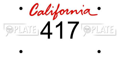 417 California License Plate