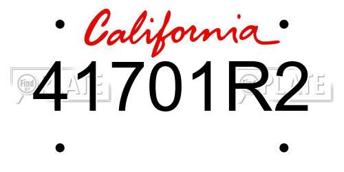 41701R2 California License Plate